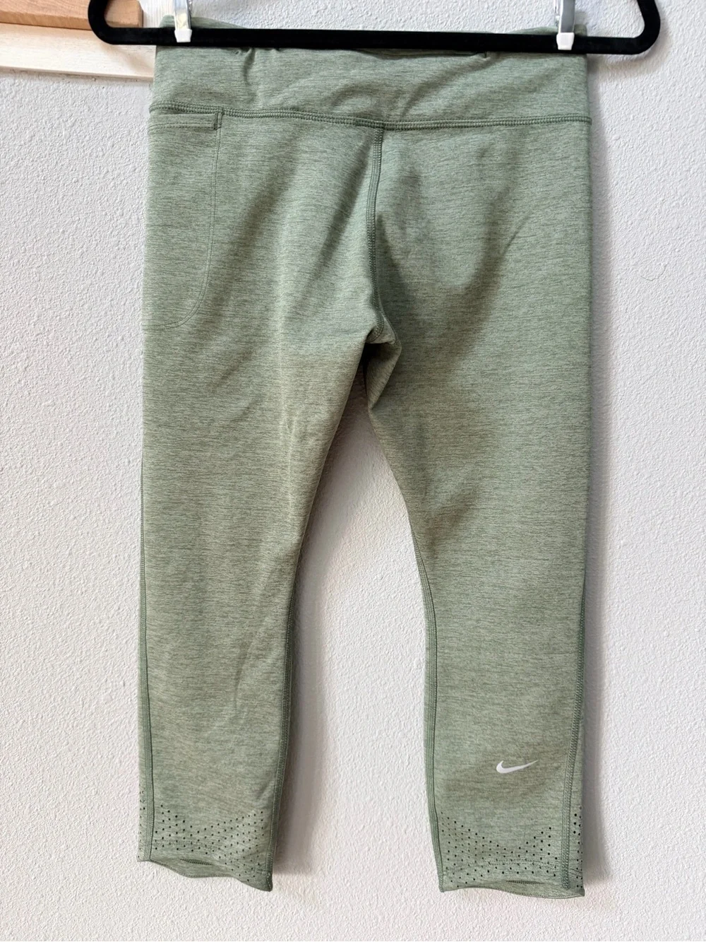 Nike Epic Lux Mid-Rise Cropped Running Tights Leggings Green Heather Size M